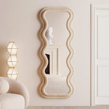 Modern Zigzag Design Wall Mirror Full-Length Mirror Standing| Hanging Mirror for Bedroom - Dressing Room 63''x24''inches (White)