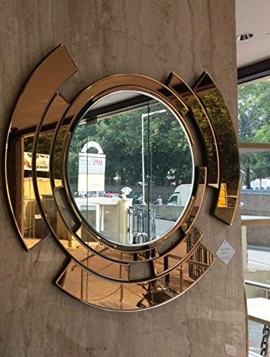 Copper Wall Mirror for Home Décor | Foyer Area | Hallway Entry | 36 x 36inch Round