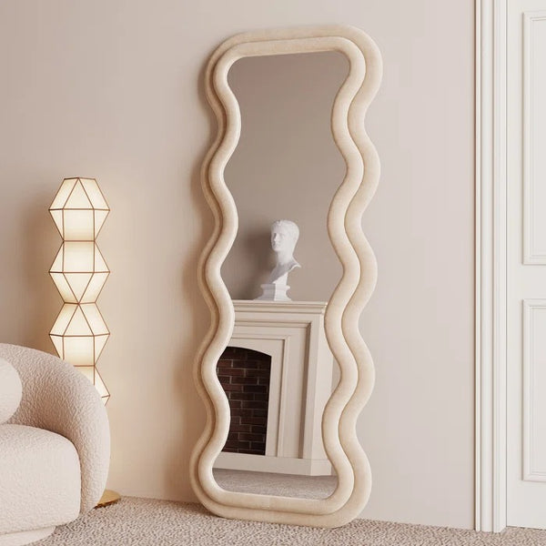 Modern Zigzag Design Wall Mirror Full-Length Mirror Standing| Hanging Mirror for Bedroom - Dressing Room 63''x24''inches (White)