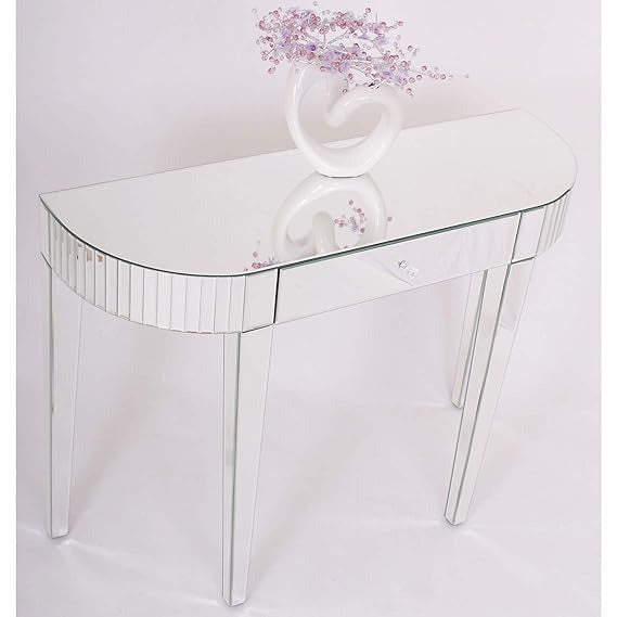Drawer Designed Mirrored Console Table for Living Room Home Decor, Entryway Console Table, Mirror Glass Table for Bedroom (48" W x 15" D x 30" H)