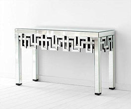 Caramel Sheen Geometrical Designed Mirror Console Table for Living Room Home Decor, Entryway Console Table, Mirror Glass Table for Bedroom (48