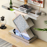 Bungalow Mercer Multi- Purpose Console Table - Elegant  Curved Design For Bedroom ,Living Room, and Bathroom With Diamond Mirror 47inch x 30Height x 14 Depth