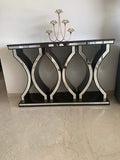 Coffee Glam Console Table Unique Modern Wood Mirror Finish with Vibrant Design Console Table (Dark Brown, (48 L x 15 D x 32 H Inch)