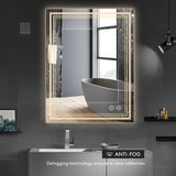 Bungalow Mercer Wall Mounted LED Bathroom Wall Mirror, Front-lit Triple Light Anti fog Mirror 28x36 Inch