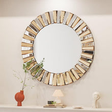 BUNGALOW MERCER Round Decorative Wall Mirror – Gold and Silver Beveled Frame – Luxury Modern Mirror for Home Décor (36x36inch)