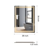 Bungalow Mercer Wall Mounted LED Bathroom Wall Mirror, Front-lit Triple Light Anti fog Mirror 28x36 Inch
