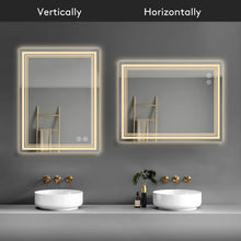 Bungalow Mercer Wall Mounted LED Bathroom Wall Mirror, Front-lit Triple Light Anti fog Mirror 28x36 Inch