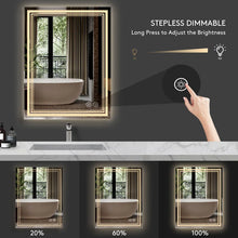 Bungalow Mercer Wall Mounted LED Bathroom Wall Mirror, Front-lit Triple Light Anti fog Mirror 28x36 Inch