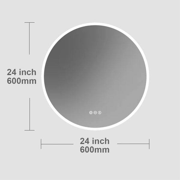 Bungalow Mercer LED-Round-Bathroom-Mirror/ LED-Mirror/ Defogging/ Dimmable/ Color Adjustable