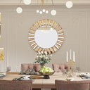 BUNGALOW MERCER Round Decorative Wall Mirror – Gold and Silver Beveled Frame – Luxury Modern Mirror for Home Décor (36x36inch)