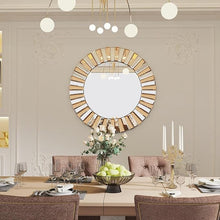BUNGALOW MERCER Round Decorative Wall Mirror – Gold and Silver Beveled Frame – Luxury Modern Mirror for Home Décor (36x36inch)