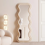 Modern Zigzag Design Wall Mirror Full-Length Mirror Standing| Hanging Mirror for Bedroom - Dressing Room 63''x24''inches (White)