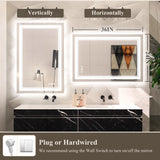 Bungalow Mercer LED Bathroom Mirror with Frontlit and Backlit, 3 Colors Temperature &amp; Dimmable Light