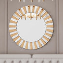 BUNGALOW MERCER Round Decorative Wall Mirror – Gold and Silver Beveled Frame – Luxury Modern Mirror for Home Décor (36x36inch)
