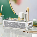 Crystal Diamond Bathroom Organiser Tray With Tissue Holder