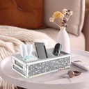 Crystal Diamond Bathroom Organiser Tray With Tissue Holder