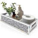 Crystal Diamond Bathroom Organiser Tray With Tissue Holder