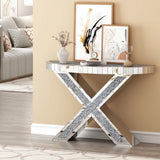 Multi- Purpose Console Table - Elegant X Shaped  Design For Bedroom ,Living Room, and Bathroom Table Top U curved Design