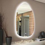 Asymmetrical Accent LED Wall Mirror with Back-lit Tripe LED Lights