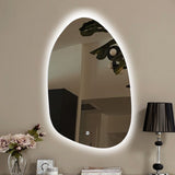 Asymmetrical Accent LED Wall Mirror with Back-lit Tripe LED Lights