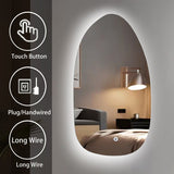 Asymmetrical Accent LED Wall Mirror with Back-lit Tripe LED Lights