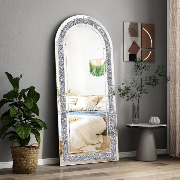 Flat Wall mirror For Décor Arch Wall Mirror With Crystal modern Wall Decorative Mirror Full Length Mirror 70.8" x 31.5"