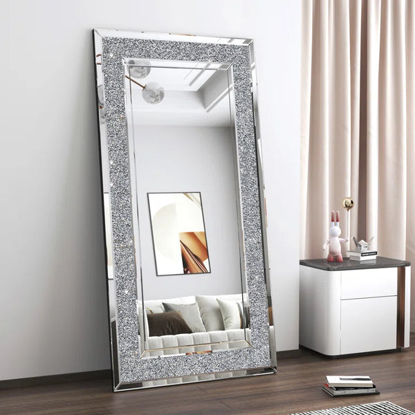 Flat Wall mirror For Décor Rectangular Wall Mirror  With Crystal modern Wall Decorative Mirror Full Length Mirror 70.8" X 33.5"