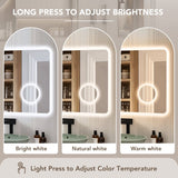 Frameless Anti-Fog 3 Colors LED Dimmable Bathroom Vanity Mirror with Front lit &amp; Backlit and Magnifying glass