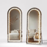 Lascala Full-Length LED Mirror with Crystal - 3 Light Modes, Adjustable Back Stand, Convertible Floor Standing or Wall Mount Design for Dressing, bedrooms, Studio