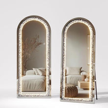 Lascala Full-Length LED Mirror with Crystal - 3 Light Modes, Adjustable Back Stand, Convertible Floor Standing or Wall Mount Design for Dressing, bedrooms, Studio