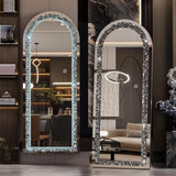 Lascala Full-Length LED Mirror with Crystal - 3 Light Modes, Adjustable Back Stand, Convertible Floor Standing or Wall Mount Design for Dressing, bedrooms, Studio