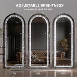Lascala Full-Length LED Mirror with Crystal - 3 Light Modes, Adjustable Back Stand, Convertible Floor Standing or Wall Mount Design for Dressing, bedrooms, Studio