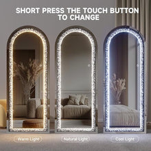 Lascala Full-Length LED Mirror with Crystal - 3 Light Modes, Adjustable Back Stand, Convertible Floor Standing or Wall Mount Design for Dressing, bedrooms, Studio