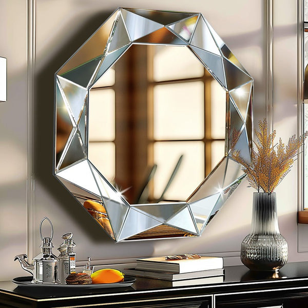 Radiant Octagonal Glass Frame Accent 3D Wall Mirror
