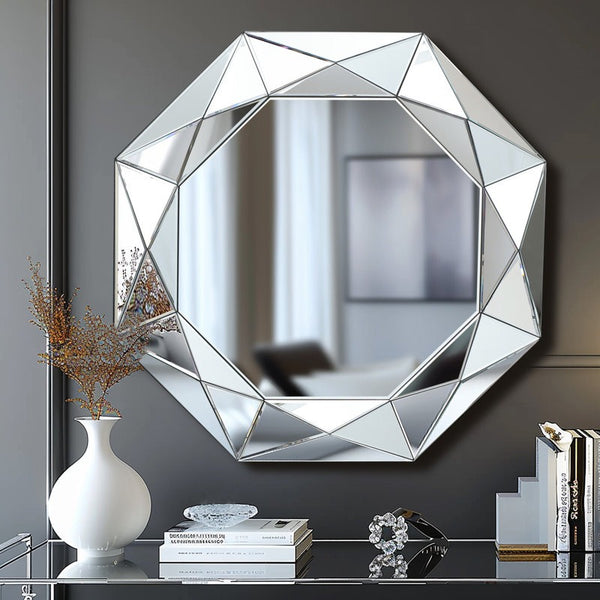 Radiant Octagonal Glass Frame Accent 3D Wall Mirror
