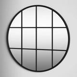 Decorative Window Design Round Metal Wall Mirror - Perfect For Bedrom And Living room Décor