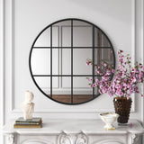 Decorative Window Design Round Metal Wall Mirror - Perfect For Bedrom And Living room Décor