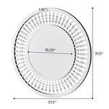 Radiance Collection Luxury Console Table with Matching Wall Mirror – Glam Circular Design with Crystal Accents (Silver)