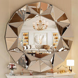 Lustrous Beveled Silver Round 3D Mirror