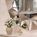 Lustrous Beveled Silver Round 3D Mirror