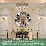Lustrous Beveled Silver Round 3D Mirror