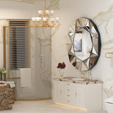 Lustrous Beveled Silver Round 3D Mirror