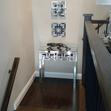 Oplaluxe Mirrored Console Table & Wall Mirror Set – Modern Geometric Design, Silver Finish