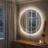 Round Backlit LED Wall Mirror with Triple LED Lights Anti Fog