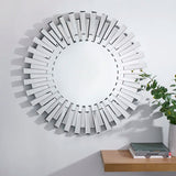 Modern & Contemporary Round Beveled Wall Mirror Silver Mirror