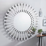 Modern & Contemporary Round Beveled Wall Mirror Silver Mirror