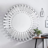 Modern & Contemporary Round Beveled Wall Mirror Silver Mirror