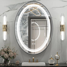 Bungalow Mercer Oval LED Lighted Bathroom Vanity Mirror Dimmable and Anti-Fog Wall Mirror With Alluminium Framed 3 color option