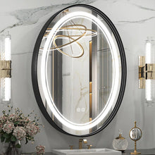 Bungalow Mercer Oval LED Lighted Bathroom Vanity Mirror Dimmable and Anti-Fog Wall Mirror With Alluminium Framed 3 color option