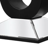 Luna Curve Modern Mirrored End Table – Luxury Side Table with PU Black U-Base and Beveled Glass Top for Living Room & Bedroom 27Hx24Dx15L inch